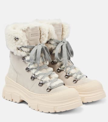 Stivaletti in suede e shearling | Brunello Cucinelli