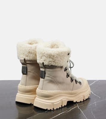 Stivaletti in suede e shearling | Brunello Cucinelli