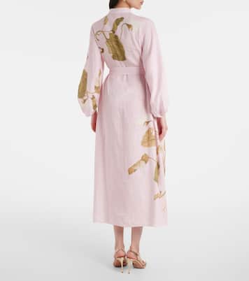 Robe midi imprimée en lin | Erdem