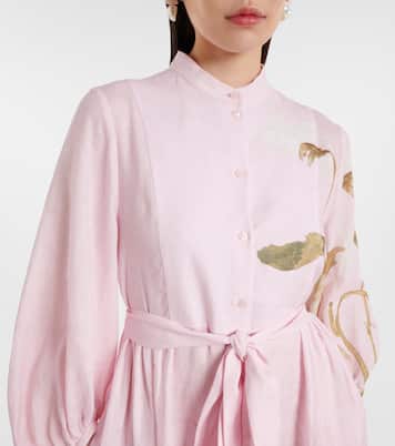 Robe midi imprimée en lin | Erdem