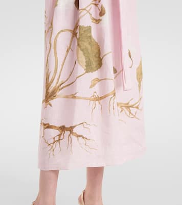 Robe midi imprimée en lin | Erdem
