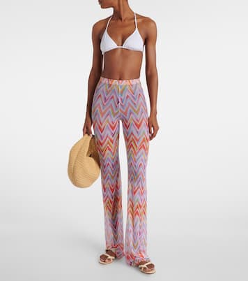Zigzag printed tulle straight pants | Missoni