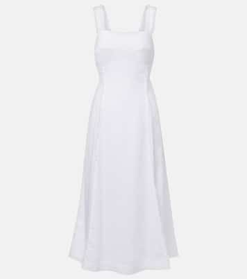 Pampelonne fringed linen midi dress | Heidi Klein