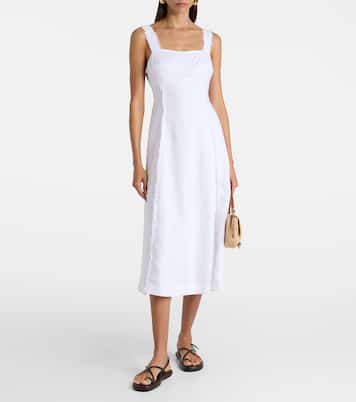 Pampelonne fringed linen midi dress | Heidi Klein