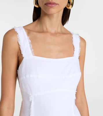 Pampelonne fringed linen midi dress | Heidi Klein
