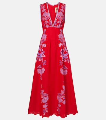 Robe midi Porcelain Garden en lin à fleurs | Farm Rio