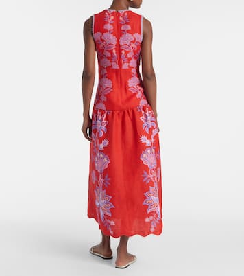 Robe midi Porcelain Garden en lin à fleurs | Farm Rio
