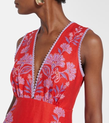 Robe midi Porcelain Garden en lin à fleurs | Farm Rio