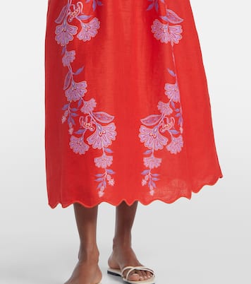 Robe midi Porcelain Garden en lin à fleurs | Farm Rio