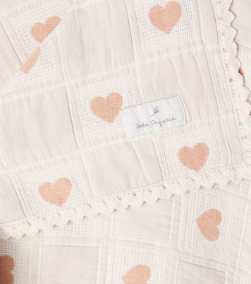 Baby Heart embroidered cotton blanket | Bebe Organic