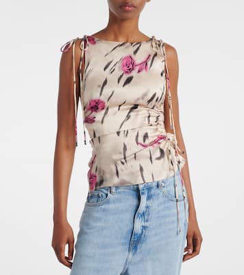 Top en satin à fleurs | Ganni