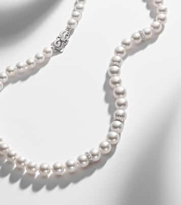 Halskette aus Akoyaperlen mit 18kt Weißgold und Diamanten | Mikimoto