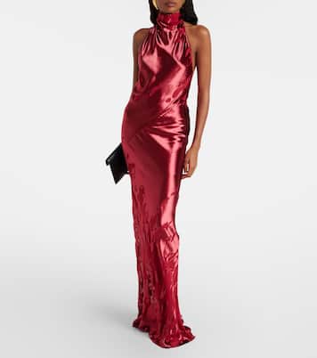Halterneck open-back velvet gown | The Sei