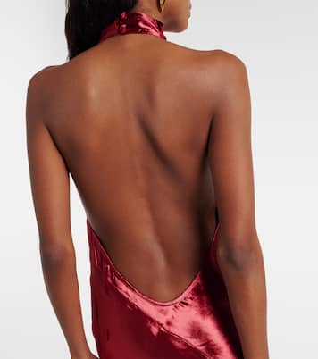 Halterneck open-back velvet gown | The Sei