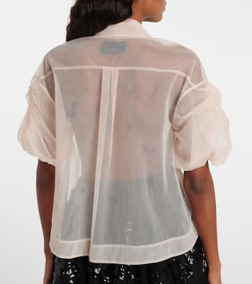Cropped puff-sleeve tulle shirt | Simone Rocha