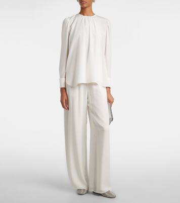 Mid-rise silk straight pants | Oscar de la Renta