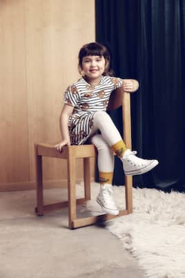 x E.T. – Robe rayée en coton mélangé | Mini Rodini