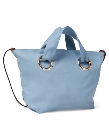 Logo leather-trimmed canvas basket bag | Chloé Kids