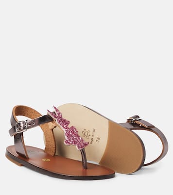 Glitter metallic leather sandals | PèPè