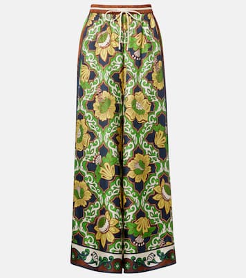 Liana printed silk satin palazzo pants | Alémais
