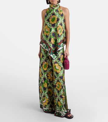 Liana printed silk satin palazzo pants | Alémais