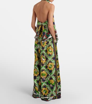 Liana printed silk satin palazzo pants | Alémais