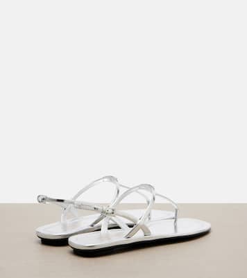 Metallic leather sandals | Prada