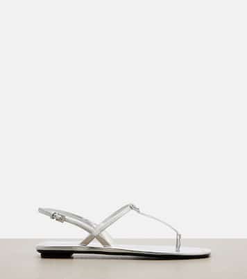 Metallic leather sandals | Prada