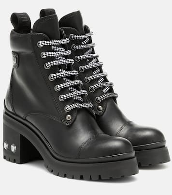Verzierte Schnürstiefel aus Leder | Miu Miu