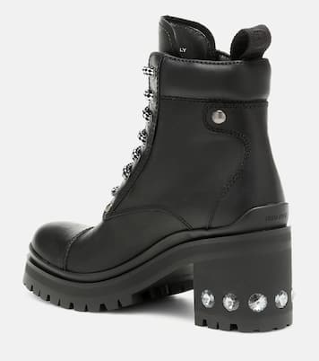 Verzierte Schnürstiefel aus Leder | Miu Miu