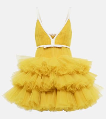 V-neck ruffled tulle minidress | Giambattista Valli