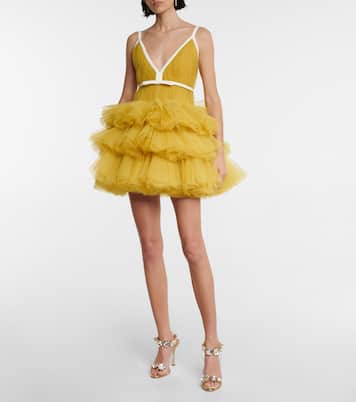 V-neck ruffled tulle minidress | Giambattista Valli