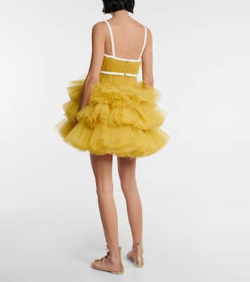V-neck ruffled tulle minidress | Giambattista Valli