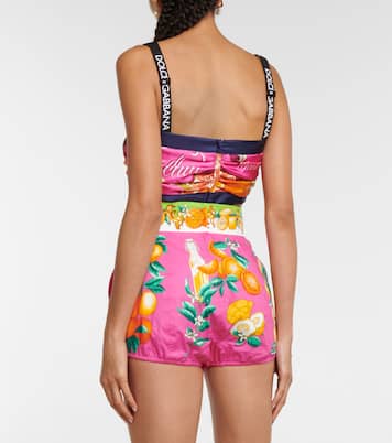 Shorts en popelín de algodón estampado | Dolce&Gabbana