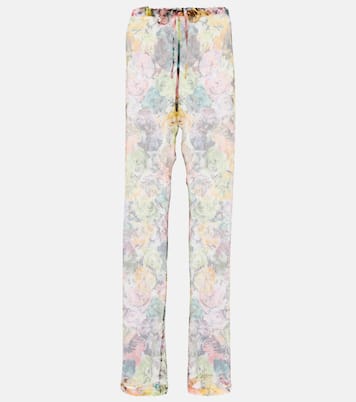 Pantaloni in crêpe di seta con stampa | Dries Van Noten