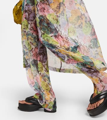 Pantaloni in crêpe di seta con stampa | Dries Van Noten