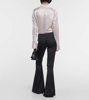 Pantalon évasé Pippen à taille haute en satin | Acne Studios