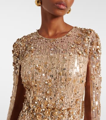 Ruby caped sequined gown | Jenny Packham