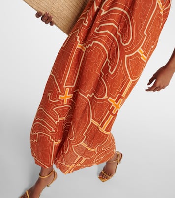 Abito lungo in lino con cut-out e stampa | Johanna Ortiz