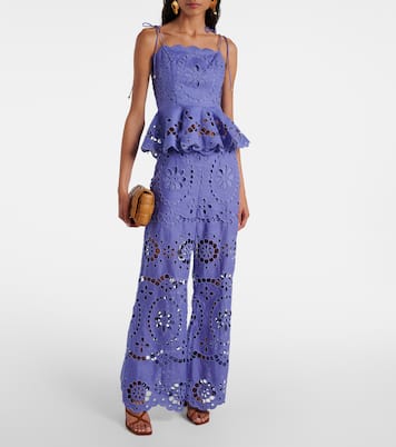Pop embroidered linen cropped pants | Zimmermann