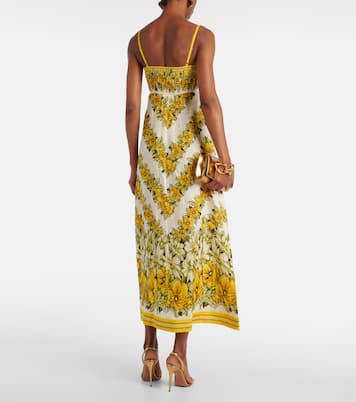 Vestido midi Gisela de lino floral | Alémais