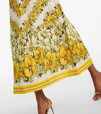 Vestido midi Gisela de lino floral | Alémais