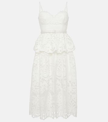Robe midi en coton et dentelle | Self-Portrait