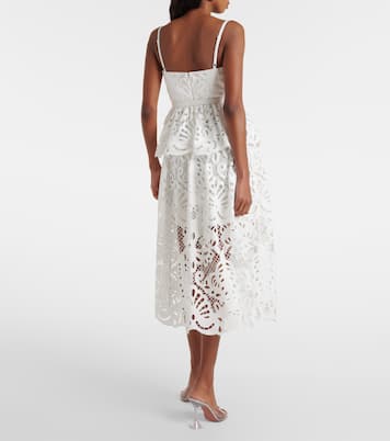 Robe midi en coton et dentelle | Self-Portrait