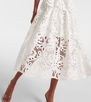 Robe midi en coton et dentelle | Self-Portrait