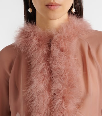 Feather-trimmed silk blouse | Blumarine