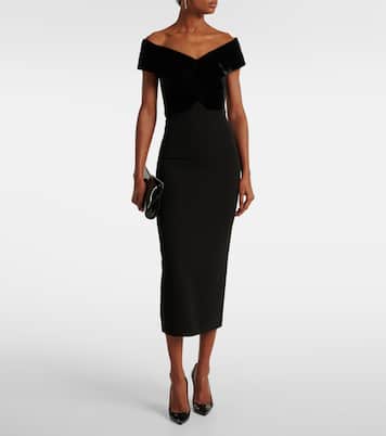 Abito lungo in velluto con scollo bardot | Roland Mouret