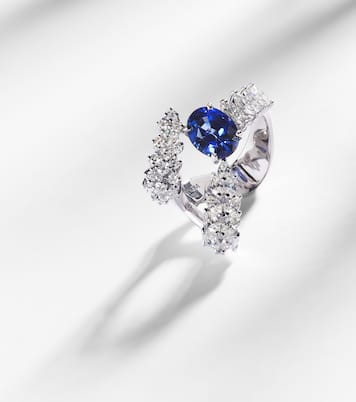 Bague en or blanc 18 ct, saphir et diamants | Yeprem