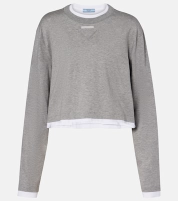 Camiseta cropped de jersey de algodón | Prada