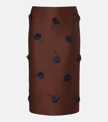 Floral-appliqué midi skirt | Shushu/Tong